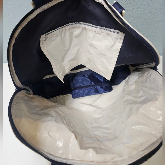 Cannes French Riviera Tote Beach Bag Large Blue & White Waterproof w/ Zippers - Picture 4 of 6